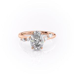 The Nova Set With A 1 Carat Oval 14K Rose Gold Lab Diamond