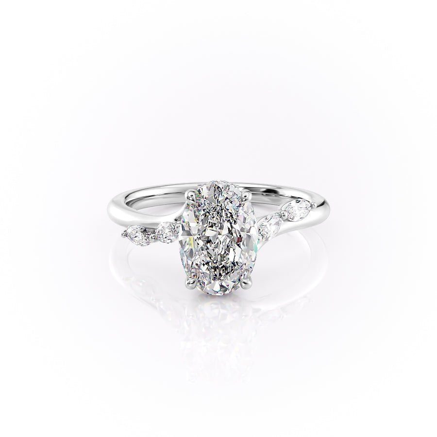 The Nova Set  With A 1.5 Carat Oval 18K White Gold Moissanite