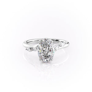 The Nova Set  With A 3 Carat Oval 14K White Gold Moissanite