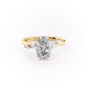 The Nova Set With A 3 Carat Oval 18K Yellow Gold Lab Diamond