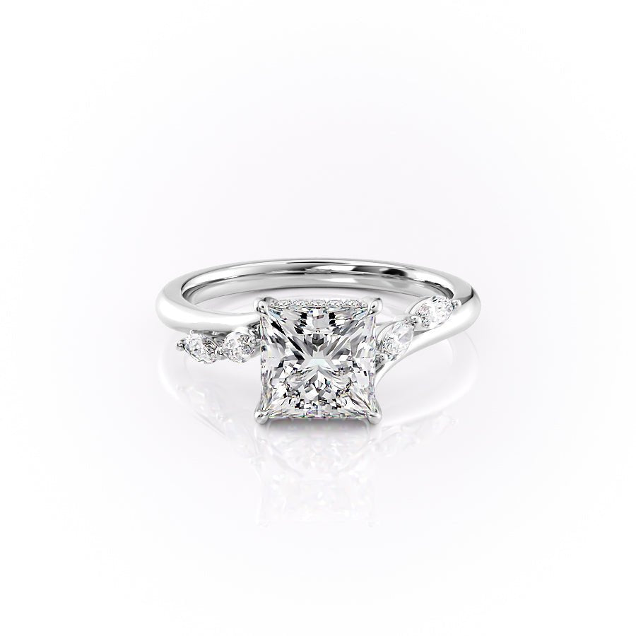 The Nova Set  With A 2 Carat Princess 14K White Gold Moissanite