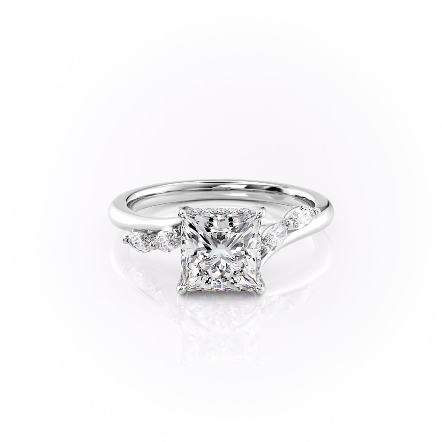 The Nova Set  With A 1 Carat Princess 14K White Gold Moissanite