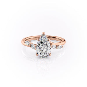 The Nova Set With A 1.5 Carat Pear 14K Rose Gold Lab Diamond