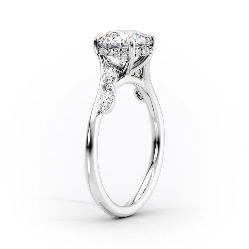 The Nova Set  With A 2.5 Carat Oval 14K Yellow Gold Moissanite