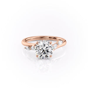 The Nova Set  With A 1.5 Carat Round 14K Rose Gold Moissanite