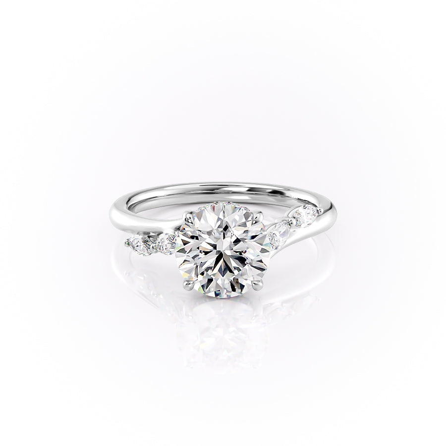 The Nova Set  With A 1 Carat Round 14K White Gold Moissanite