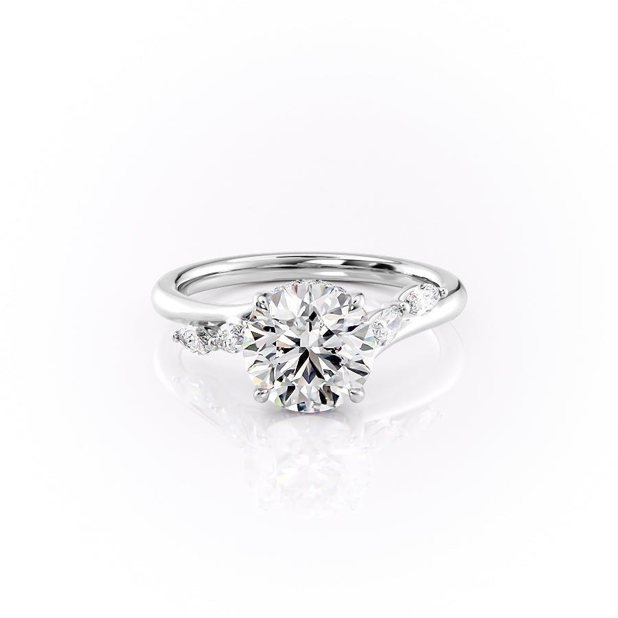The Nova Set  With A 1.5 Carat Round 14K White Gold Moissanite