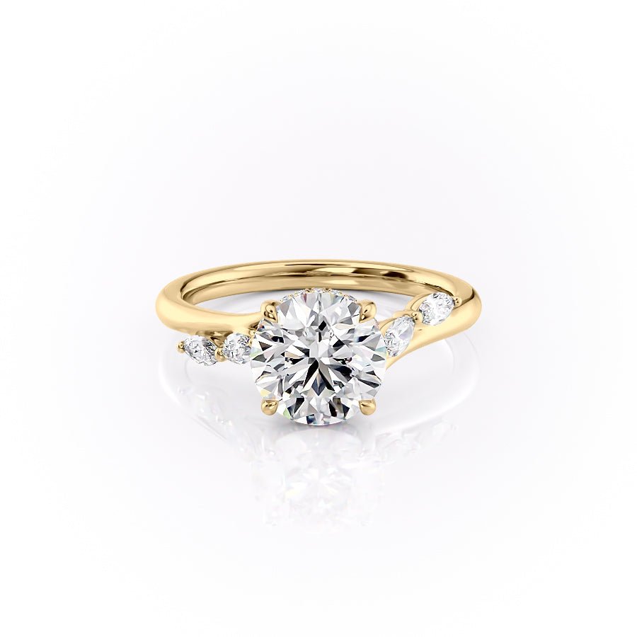 The Nova Set  With A 2 Carat Round 18K Yellow Gold Moissanite