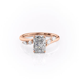 The Nova Set With A 1 Carat Radiant 14K Rose Gold Lab Diamond