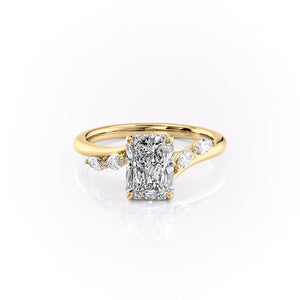 The Nova Set With A 2 Carat Radiant 18K Yellow Gold Lab Diamond
