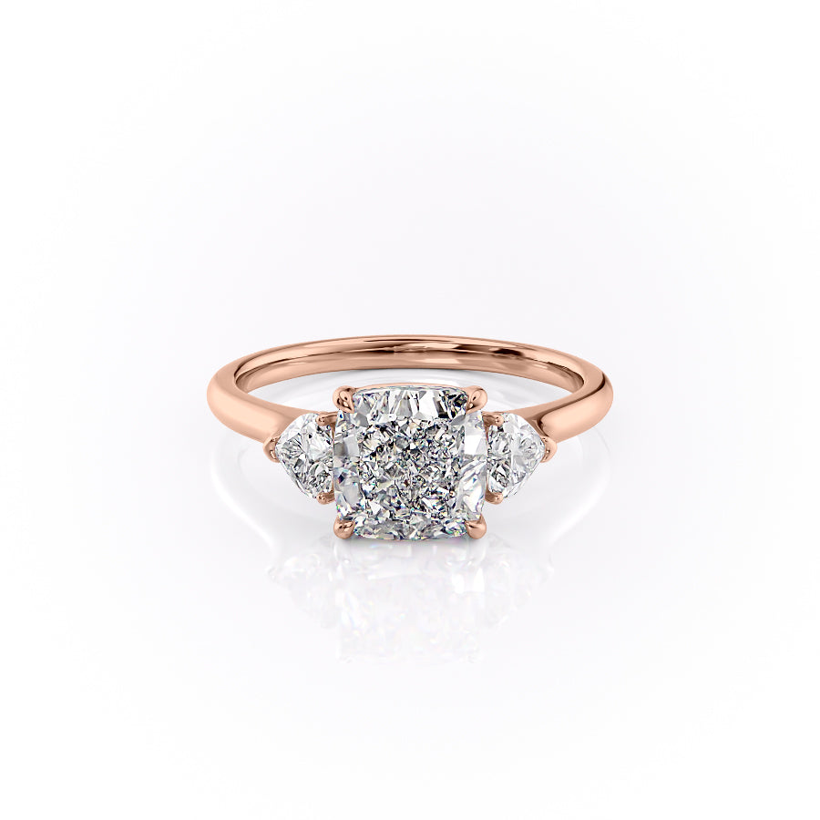 The Hearts Liv Set With A 1 Carat Cushion 14K Rose Gold Lab Diamond