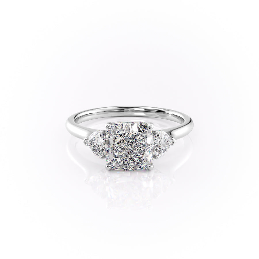 The Hearts Liv Set With A 1.5 Carat Cushion 18K White Gold Lab Diamond