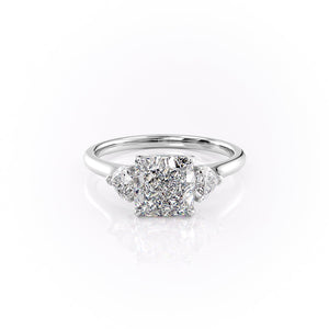 The Hearts Liv Set With A 1 Carat Cushion 18K White Gold Lab Diamond