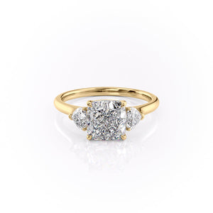 The Hearts Liv Set With A 1.5 Carat Cushion 18K Yellow Gold Lab Diamond