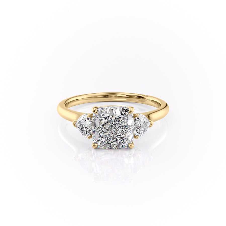 The Hearts Liv Set  With A 4.5 Carat Cushion 18K Yellow Gold Moissanite