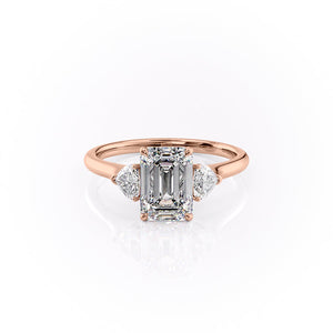 The Hearts Liv Set  With A 1 Carat Emerald 14K Rose Gold Moissanite