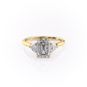 The Hearts Liv Set With A 1 Carat Emerald 18K Yellow Gold Lab Diamond