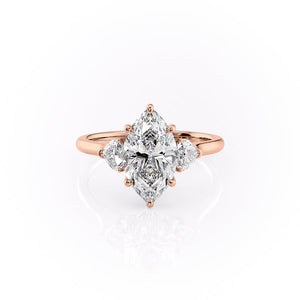 The Hearts Liv Set  With A 2.5 Carat Marquise 14K Rose Gold Moissanite