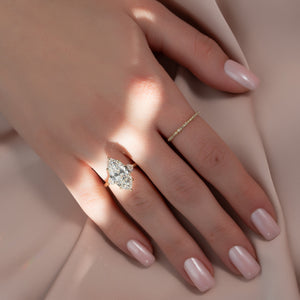 The Hearts Liv Set  With A 3 Carat Marquise 18K Yellow Gold Moissanite