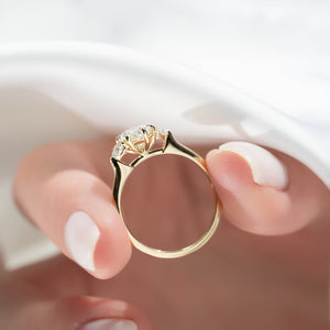 The Hearts Liv Set  With A 3 Carat Marquise 18K Yellow Gold Moissanite