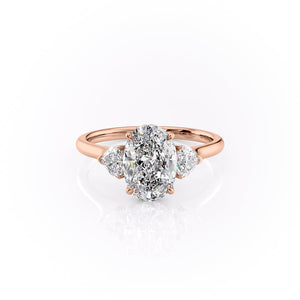 The Hearts Liv Set  With A 5 Carat Oval 14K Rose Gold Moissanite