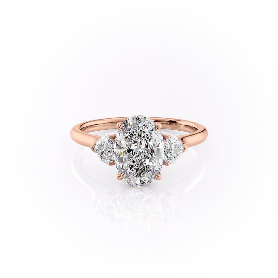 The Hearts Liv Set With A 2 Carat Oval 14K Rose Gold Lab Diamond