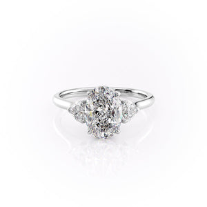 The Hearts Liv Set With A 1.5 Carat Oval 18K White Gold Lab Diamond