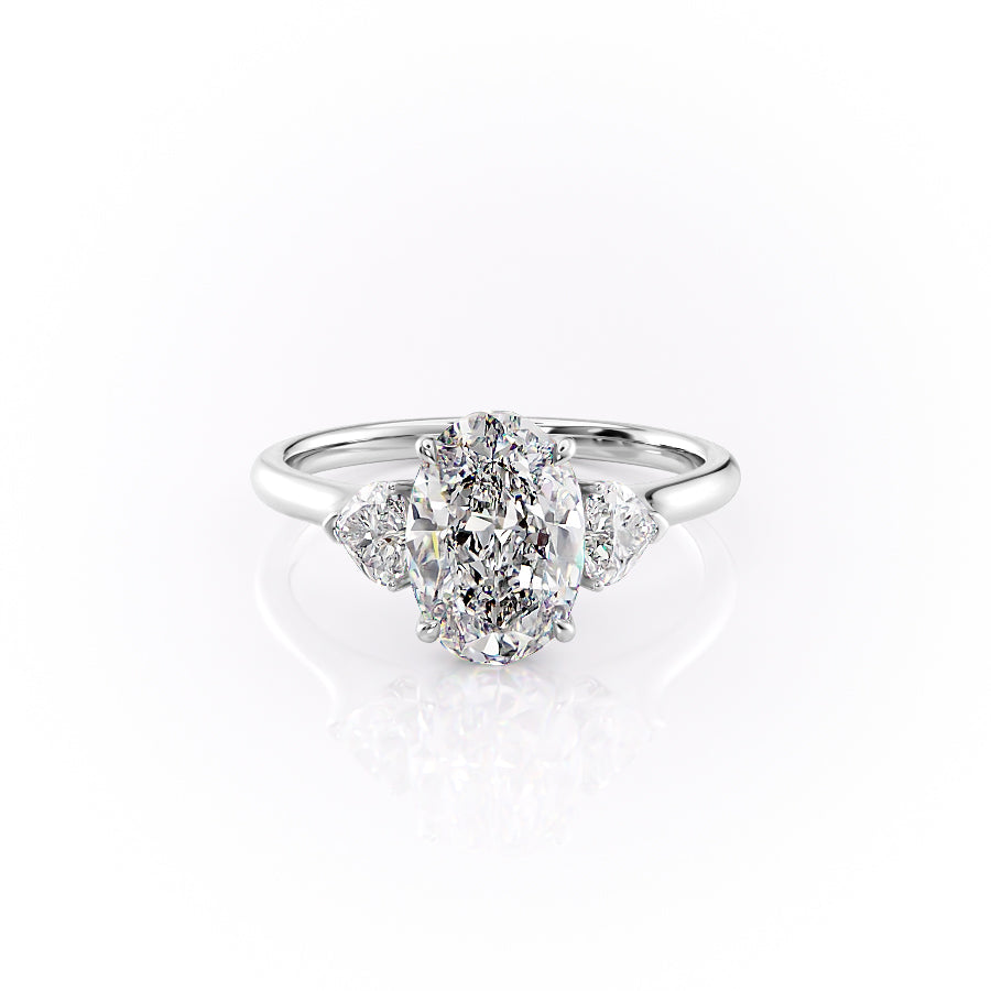 The Hearts Liv Set With A 2 Carat Oval 14K White Gold Lab Diamond