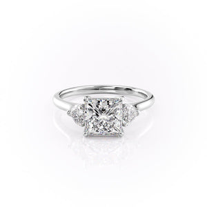 The Hearts Liv Set  With A 3 Carat Princess 18K White Gold Moissanite