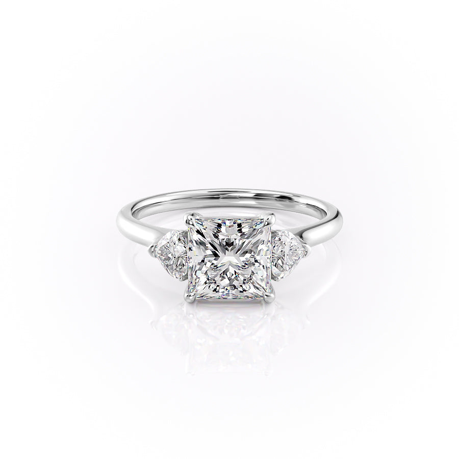 The Hearts Liv Set  With A 2.5 Carat Princess 18K White Gold Moissanite
