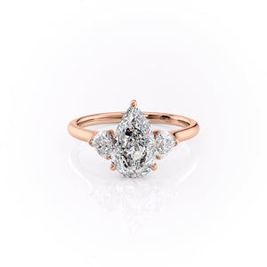 The Hearts Liv Set  With A 1 Carat Pear 14K Rose Gold Moissanite