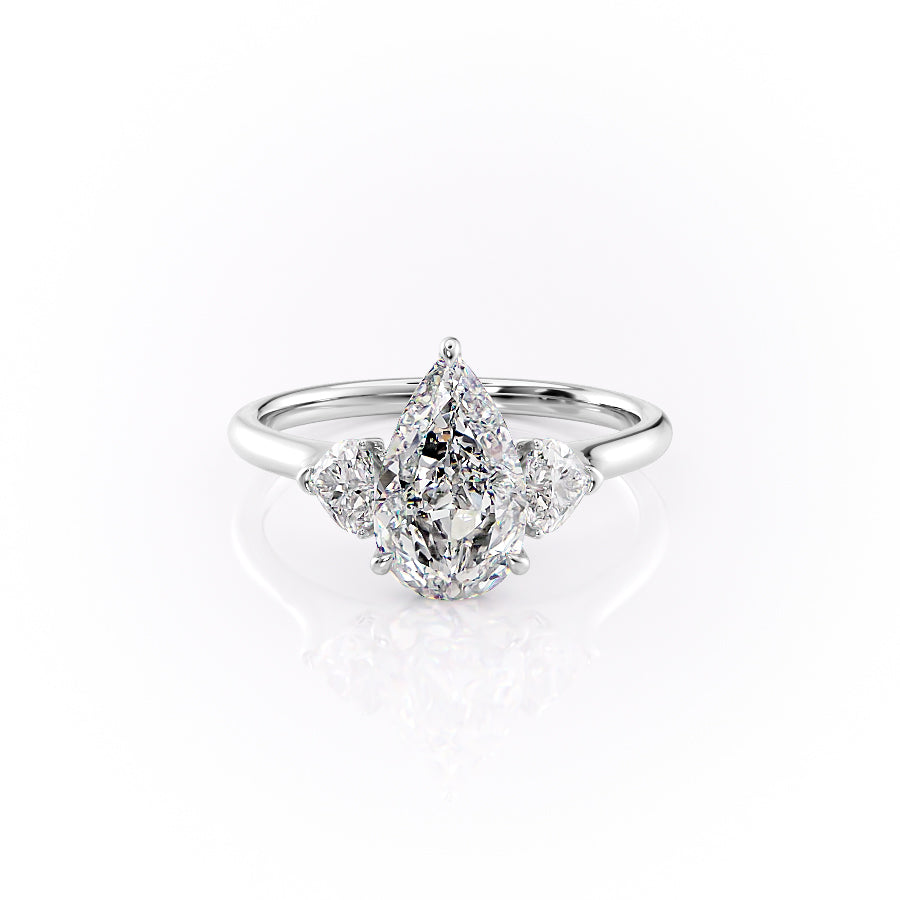 The Hearts Liv Set  With A 1 Carat Pear 14K White Gold Moissanite