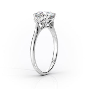 The Hearts Liv Set  With A 2 Carat E. Cushion 18K White Gold Moissanite