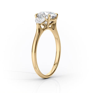 The Hearts Liv Set  With A 2 Carat E. Cushion 18K Yellow Gold Moissanite