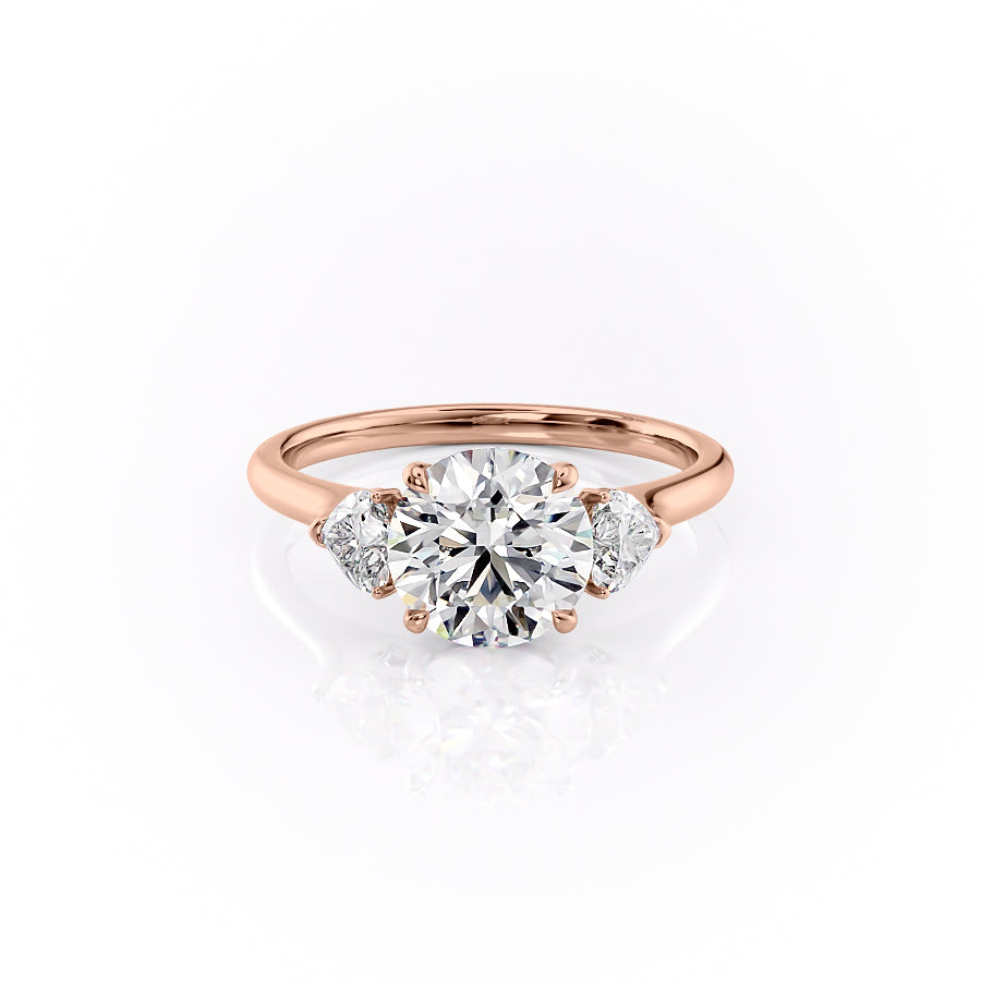 The Hearts Liv Set With A 2.5 Carat Round 14K Rose Gold Lab Diamond