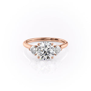 The Hearts Liv Set  With A 1.5 Carat Round 14K Rose Gold Moissanite
