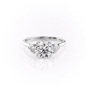 The Hearts Liv Set  With A 1.5 Carat Round 14K White Gold Moissanite