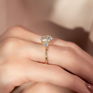 The Hearts Liv Set  With A 5 Carat Round 18K Yellow Gold Moissanite