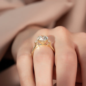 The Hearts Liv Set  With A 5 Carat Round 18K Yellow Gold Moissanite