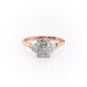 The Hearts Liv Set  With A 1.5 Carat Radiant 14K Rose Gold Moissanite