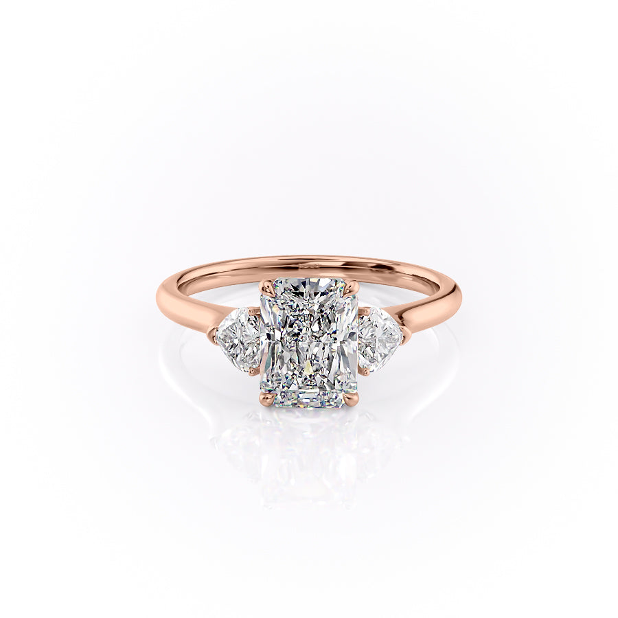 The Hearts Liv Set With A 1.5 Carat Radiant 14K Rose Gold Lab Diamond