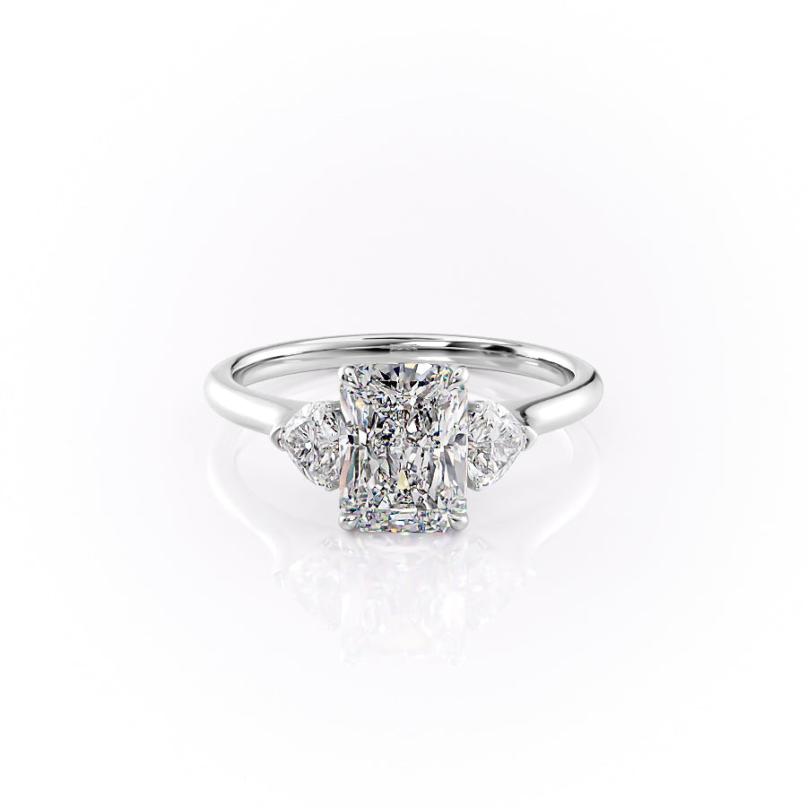 The Hearts Liv Set  With A 5 Carat Radiant 18K White Gold Moissanite
