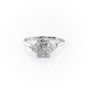 The Hearts Liv Set  With A 5 Carat Radiant 18K White Gold Moissanite