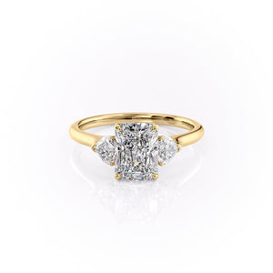 The Hearts Liv Set  With A 3.5 Carat Radiant 18K Yellow Gold Moissanite