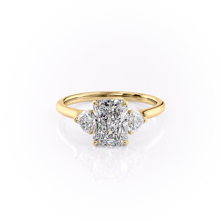 The Hearts Liv Set  With A 2.5 Carat Radiant 18K Yellow Gold Moissanite