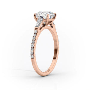The Pave Liv Set  With A 3.5 Carat Princess 18K Rose Gold Moissanite