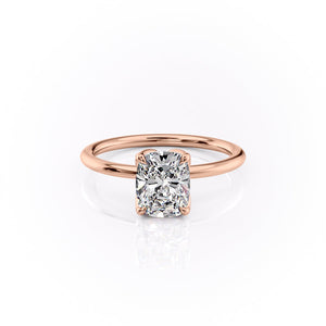 The Lisa Set With A 1.5 Carat E. Cushion 14K Rose Gold Lab Diamond