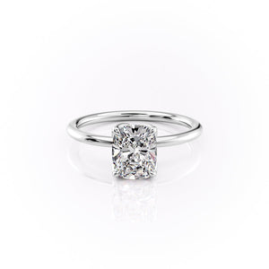 The Lisa Set With A 2.5 Carat E. Cushion 18K White Gold Lab Diamond