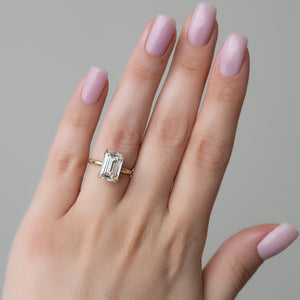 The Lisa Set  With A 2.5 Carat Emerald 14K Yellow Gold Moissanite