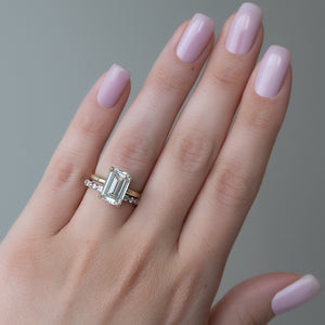 The Lisa Set  With A 2.5 Carat Emerald 14K Yellow Gold Moissanite